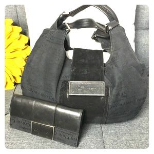 Calvin Klein Leather and Suede Hobo Bag